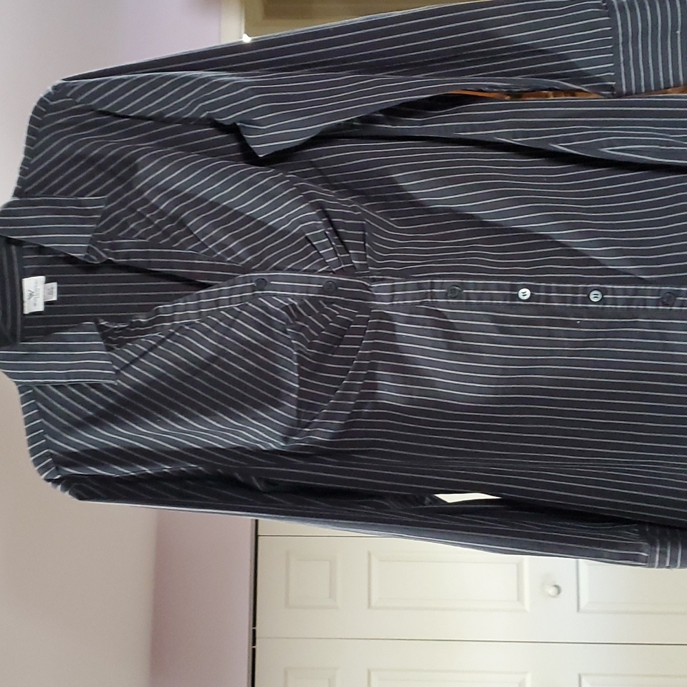 Womens black and Grey striped long shirt.